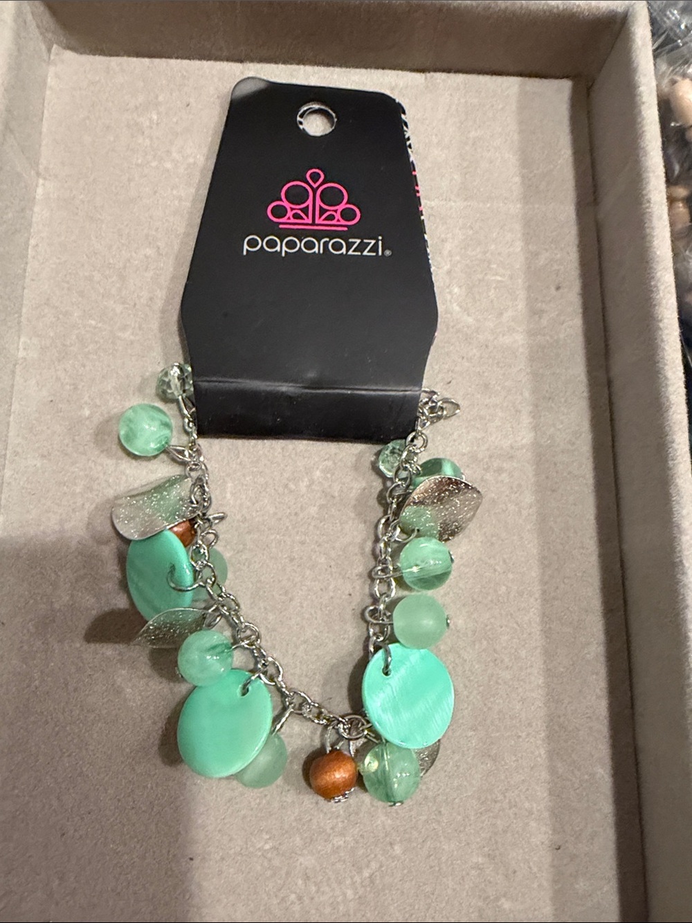 paparazzi Mint Green & Silver Disc Charm Bracelet